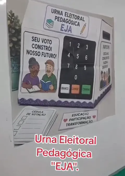 Urna Eletrônica Pedagógica 2.0: painel do leitor e teclado numérico em detalhe